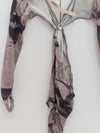 OUDE WAAG 25 Autumn/Winter Knot Stretch Velvet Bodysuit OW-OW-25AW-BD01P2WI018-MHYH Beige Gray Print